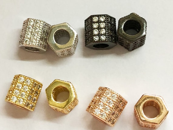 30pcs Crystal Rhinestone CZ Micro Pave Cubic Zirconia Crystal Large Hole Spac...