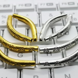 30pcs Metal Curved Tube Beads, Spacer Tube Beads, Curved Tube Jewelry, DIY Jewelry, 4x35mm Spacer Tubes, Bracelet Tube Beads, Tube Findings
