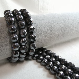 1 Full Strand Black Faceted Hematite Beads, Hematite Strand Beads, Gemstone Beads,4/ 6/ 8/ 10mm To Choose From,DIY Jewelry,Wholesale. A-298