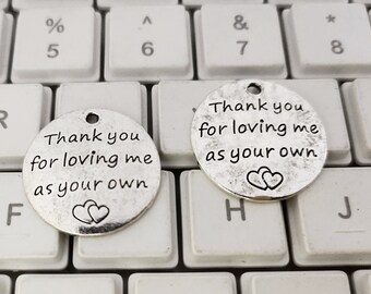 20pcs Antique Silver Thank you for loving me as your own Charms Pendants, Quote Charms, Father's Day Souvenir, DIY Jewelry Supply