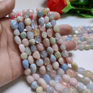 Irregular Morganite Stone Beads, Multicolor Gemstone Chip Beads, Freeform Rectangle Bead, 15" Strand, DIY Jewelry Making, A727