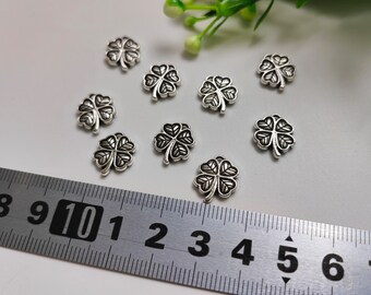 30 or 50 pcs Double Sided  Four Leaf Clover Charms, Antiqued Silver Four Leaf Clover Charms, 11x13mm, DIY Jewelry Supply, Findings, C231