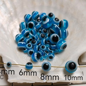 100 pcs Resin Round Evil Eye Beads, Double Sided Evil Eye Beads, 4 - 12mm To Choose From, Evil Eye Jewelry, DIY Bracelet Jewelry Making,B250