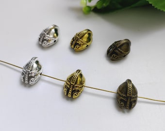 20 or 50 Pcs Antique Gold / Antique Silver Spartan Helmet Spacer Beads, Warrior Helmet Beads, 11x10x16 mm Metal Helmet Beads,  Findings,B252