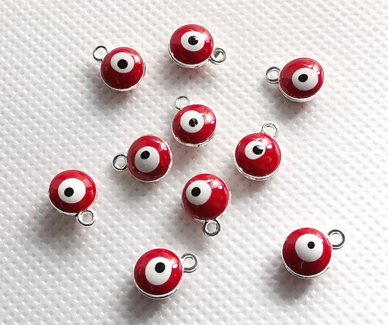 Evil Eye Jewelry 30pcs Double Sided Evil Eye Charms 8x11 mm Turkish Eye,DIY Jewelry Supply Red Evil Eye Charms Wholesale Charms