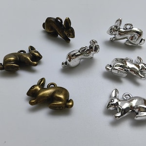 20 pcs Double Sided Rabbit Charms, 13x19 mm Metal Rabbit Charms, Antique Silver . Bronze Rabbit Charms, DIY Jewelry Supply, Findings, C616