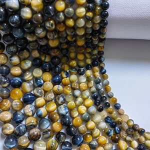 Smooth Tiger Eye Beads, Gemstone Round Beads, 6mm 8mm 10mm 12mm To Choose From, DIY Bracelet Beads, Jewelry Making, 15&quot; Full Strand. A559