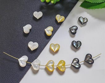 Natural Mother Of Pearl Heart Beads, 10x12mm Loving Heart Shell Beads, 3 Colours Puff Heart Beads, Hole 0.8mm, 2 - 50 pcs Optional, B763