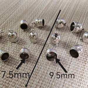 30pcs Antique Silver Bracelet End Caps, Fit 7.5 or 9.5mm Cord Bracelet Necklace, Glue in Cord End Caps, End Caps Bead Stopper, Finding, B579