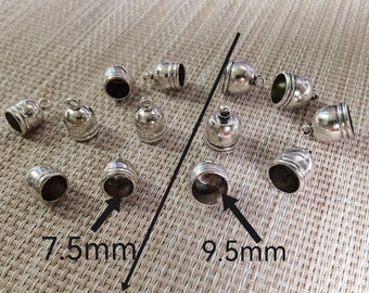 30pcs Antique Silver Bracelet End Caps, Fit 7.5 or 9.5mm Cord Bracelet Necklace, Glue in Cord End Caps, End Caps Bead Stopper, wholesale