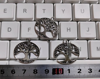 30pcs Antique Silver Hollowed-Out Life Of Tree Charms Pendants, 24X23mm Plant Pendants, Luck Life Tree Charms, DIY jewelry supply, C398