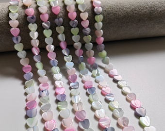 8mm Dyed Mother Of Pearl Heart Shape Beads, Multicolor Loving Heart Shell Beads, 15" Strand. Hole 0.7 mm, 1 - 3 Strands Optional, B451