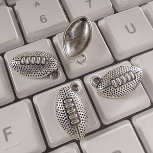 50 pcs Antique Silver Football Charms, Sports Jewelry, DIY jewelry supply, 17x10mm Metal Charms, Wholesale, Q-105