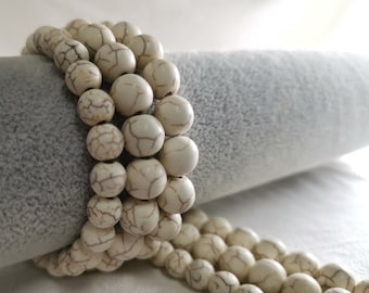 1 Full Strand Smooth White Howlite Turquoise Beads, 8/ 10 mm To Choose From, Gemstone Strand Beads. DIY Bracelet Beads, Findings, A-112