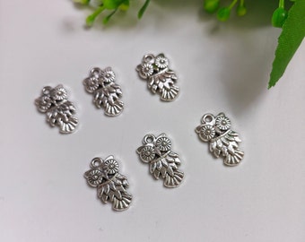 30 or 50pcs  Antique Silver Owl Charms, 12x20 mm Metal Owl Charms, Animal Charms, Jewelry Making, DIY Jewelry Supply, Findings, C266