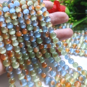 Smooth Multicolor Cat Eye Round Beads, Cat Eye Loose Beads, 6 / 8 / 10mm To Choose From, DIY Jewelry, Bracelet Beads, 14“ Full Strand, A710
