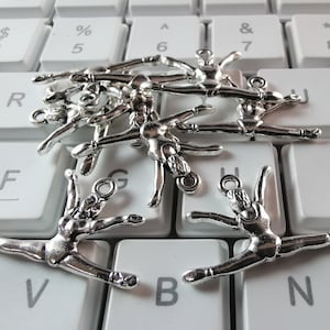 30 pcs Antique Silver Gymnastics Charms, 27x16mm Metal Sporting Charms, Gymnastics Girl Charms, Sports Jewelry, DIY Jewelry Making, Findings