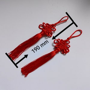 10 Pcs Red Chinese knot Tassel, 19cm Large Silky Tassels Hanging Decoration, Luck Tassels Charms, Tassel Necklace, DIY Jewelry Making, C468