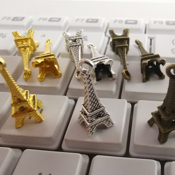 50 pcs 3D Eiffel Tower Charm, Antique Silver / Bronze, Gold, Paris Charms, 8x21mm Metal Charms, DIY Jewelry Supply, Wholesale, C-090