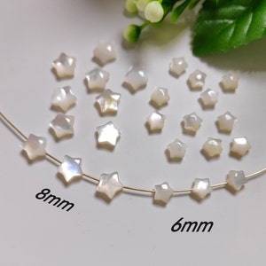 Natural Mother Of Pearl Star Beads, 6mm 8mm Mop Star Spacer Beads, White Pearl Shell Beads, 5 - 100 pcs Optional, DIY Jewelry Making, B413