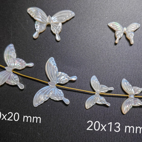Mother Of Pearl Butterfly Beads, White Pearl Shell Butterfly Beads, 20x13mm 30x20mm, 2 - 50Pcs, Size And Quantity Optional, Hole 0.8mm. B351