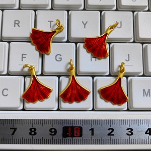 16x19mm Enamel Ginkgo Leaf Charms, Gold Plated Ginkgo Leaf Charms, Metal Ginkgo Leaves Charms, 5 - 30 Pcs Optional, Findings, C440
