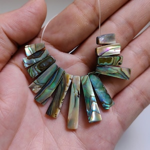 Freeform Abalone Rectangle Beads, Rainbow Paua Shell Slice Spike Beads, Irregular Paua Beads, 1 - 10 Full Strands Optional, B433