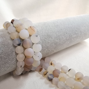 1 Full Strand Matte Black White Moss Agate Beads, Round Agate Beads, Round Gemstone Beads, 8 /10mm To Choose From, DIY Jewelry, A718