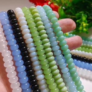 8 x 5 mm Rondell Kristallglasperlen, 7 Farben Glatte Rondell Edelstein Perlen, Steinperlen, Armbandperlen, DIY Schmuck, 15 &quot;Strang, A471