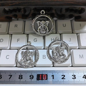15 pcs Antique Silver Ganesha Charm Pendants, 24x28mm Tone Hindu God Of Wisdom Charms, Metal Charms ,DIY jewelry supply,  C321