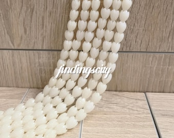 8x10mm Composite Resin Coral Flower Beads, White Pikake Beads, Carved Jasmine Flower Beads,  Resin Flower Beads, 20 - 500 pcs Optional. B722