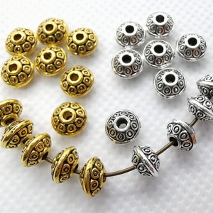 50 cuentas espaciadoras de metal, cuentas bicono de 7 x 4 mm, cuentas nepalesas, cuentas de estilo tibetano, cuentas auspiciosas, joyas de bricolaje, accesorios. B612