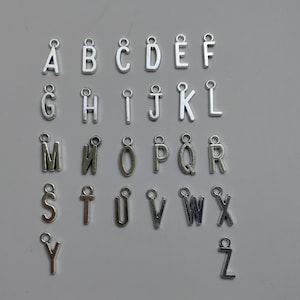 Antique Silver Metal Alphbet Charms, Choose Any 50 Or One Set A-Z Alphabet Letter Charms, Alphabet Letter Charms, 15mm Height, C463