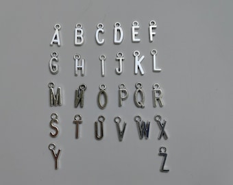 Antique Silver Metal Alphbet Charms, Choose Any 50 Or One Set A-Z Alphabet Letter Charms, Alphabet Letter Charms, 15mm Height, C463