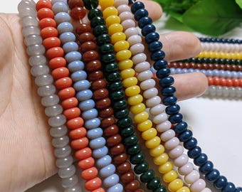 8x5mm Rondelle Crystal Glass Beads, 8 Colours Smooth Rondelle Gemstone Beads, Stone Beads, Bracelet Beads, DIY Jewelry, 15" Strand, A732
