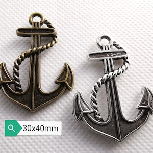 15 pcs Metal Anchor Charms Pendants, Anchor Charm, Nautical Charm, Ocean Charm ,Sailing Charm, 30x40 mm, DIY Jewelry Supply, Wholesale Charm