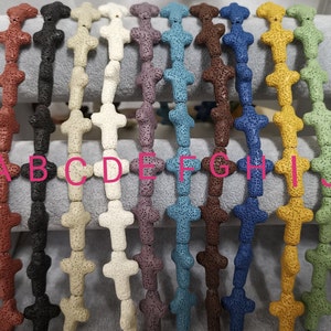 1 Full Strand Cross Shape Lava Beads, Volcano Lava Cross Shape Beads, Perfume Diffuser Beads ,Lava Jewelry, 19x26mm, Cross Jewelry, A633