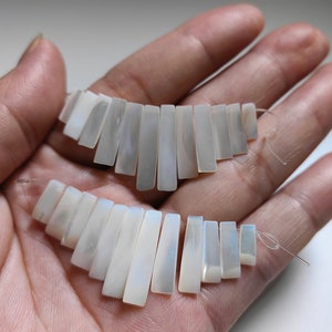 Freeform Mother of Pearl Rectangle Beads, White Pearl Shell Slice Spike Beads, Irregular MOP Beads, 1 - 10 Full Strands Optional, B431