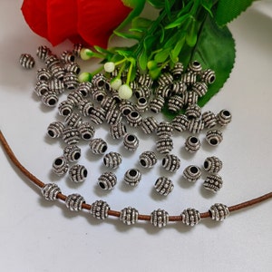 30 or 50pcs Antique Silver Metal Spacer Beads ,6x6mm Barrel -Shaped Space Beads ,Hole 2.4mm, DIY Jewelry Making, DIY Bracelet Beads , B466