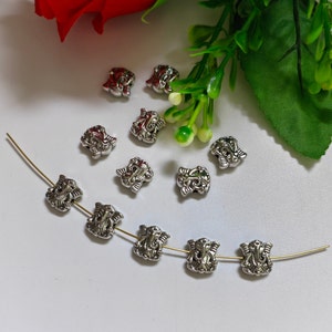 30 or 50 pcs Double Sided Metal Elephant Beads, 10x10mm Antique Silver Hindu God Of Wisdom Beads, Elephant Spacer, DIY Jewelry Making, B473