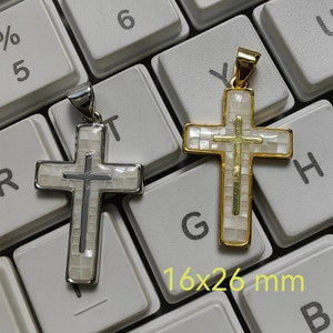 16x26 mm White Mother Of Pearl Cross Charms Pendant, Mop Cross Charm, 1 - 30 pcs Quantity Options. Mop Cross Jewelry, Cross Findings, C213
