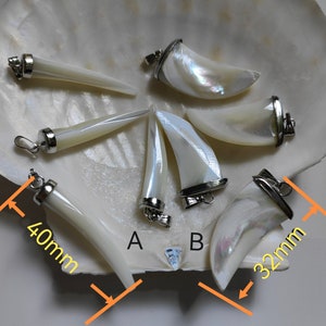 Mother of Pearl Tusk Pendant, MOP Shell Tooth Pendant, Shell Tooth Charms, DIY Jewelry Making, 4/ 10/ 30/ 50pcs Optional, C367