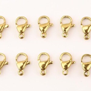 Stainless Steel Lobster Clasp, Plating Gold Lobster Clasps, Parrot Claw Lobster Clasp, Necklace Clasps, DIY Jewelry, Quantity Optional. C607