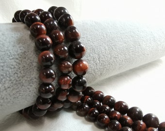 Smooth Tiger Eye Beads, Smooth Gemstone Round Beads, Bracelet Beads, 6/ 8/ 10mm To Choose From, DIY Jewelry, Findings, 15" Full Strand, A013
