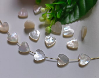 10mm Natural Mother Of Pearl Heart Beads, High Quality MOP Shell Heart Shape Beads, Loving Heart Shell Beads, 5 - 100pcs Optional, B173