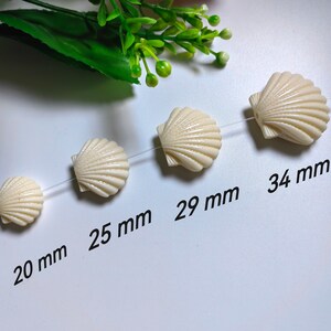 5pcs White Resin Seashell Beads, Composite Resin Coral Sea Shell Beads, 20 - 34mm Carved Resin Shell Beads, DIY Jewelry, B581