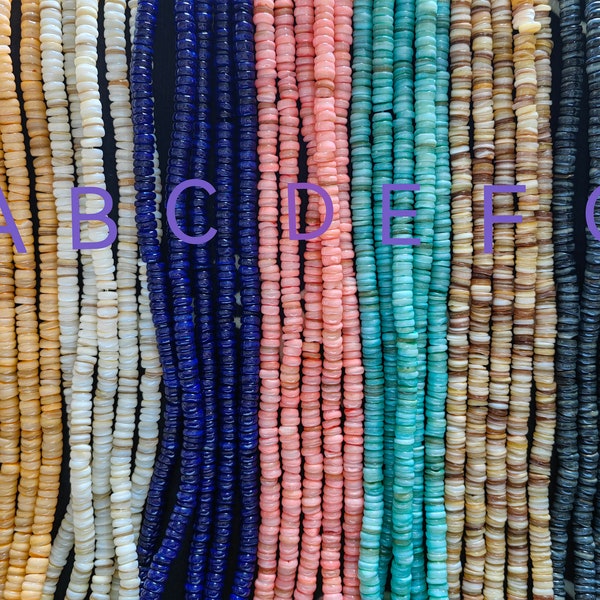 Multicolor Heishi Shell Beads, Irregular Dyed Shell Spacer Beads, 5~6mm Shell Heishi Disc Beads, Hole 0.8mm, 15 inch Full Strand, A532