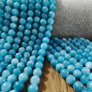 Smooth Blue Malay Jade Beads, Gemstone Round Beads, 6mm 8mm 10 mm To Choose From,  Bracelet Beads, 15&quot; Full Strand, DIY Jewelry Making, A122