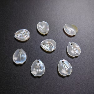 12x14 mm Mother of Pearl Flower Petal Charms, White Pearl Shell Carving Petal Charms, 5 - 50 Pcs Quantity Optional, DIY Jewelry Making, C407