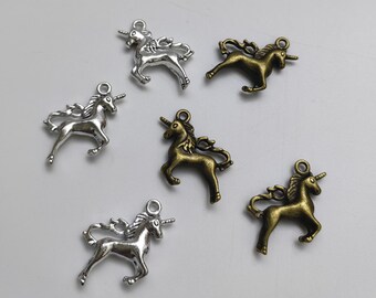 20 pcs  Double Sided Unicorn Charms Pendants,  23x20mm Antique Silver . Bronze Metal Unicorn Charms, DIY Jewelry Supply, Findings, C280